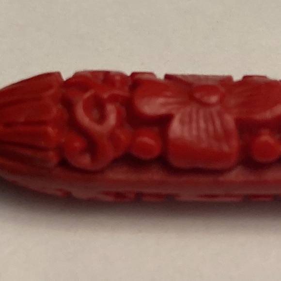 Large Carved Design Flower Floral Drop Bauble Earrings - Picture 14 of 16